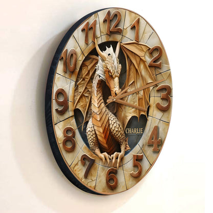 Golden Dragon - Personalized Dragon Wall Clock