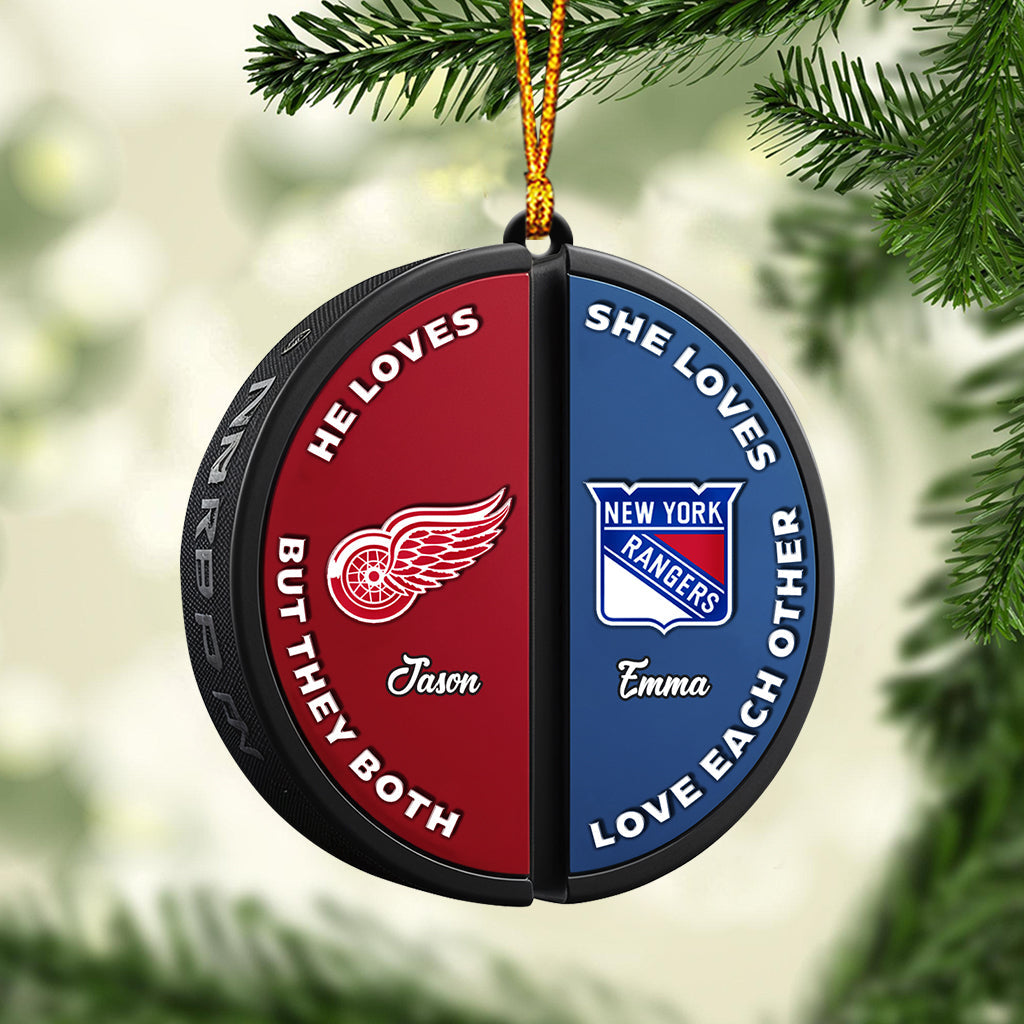 Couple Love Hockey - Personalized Hockey Ornament