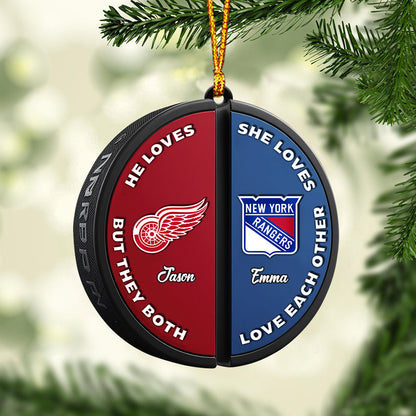 Couple Love Hockey - Personalized Hockey Ornament