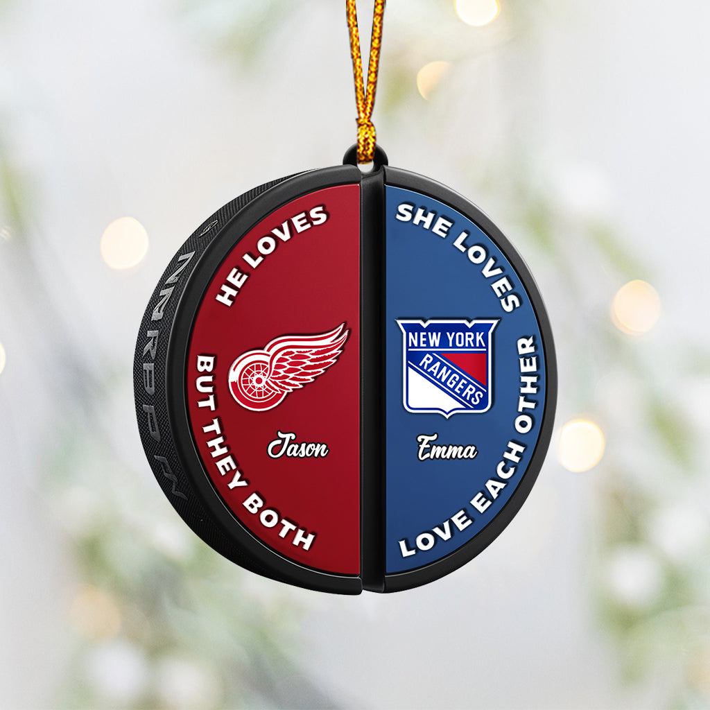 Couple Love Hockey - Personalized Hockey Ornament