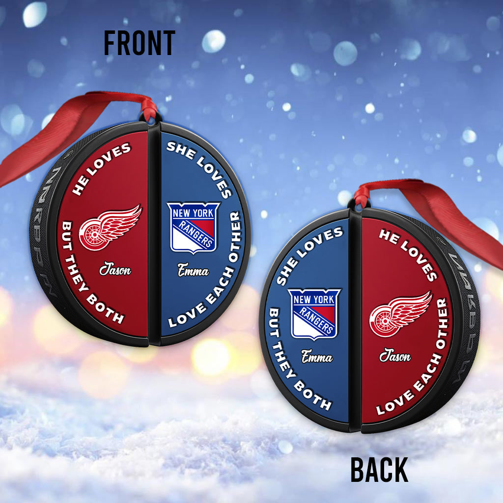 Couple Love Hockey - Personalized Hockey Ornament