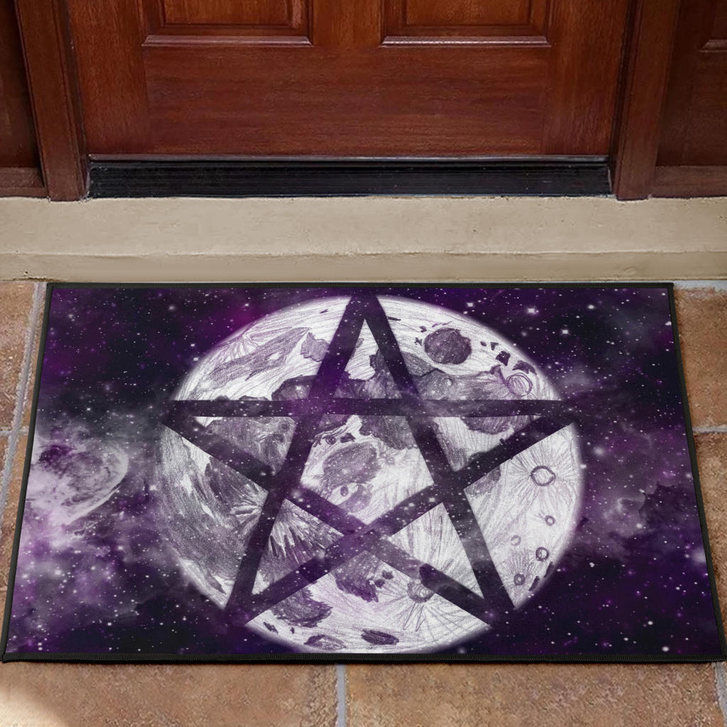 Pentagram Moon Wicca - Witch Doormat 0822