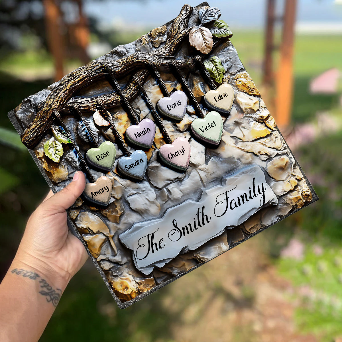 My Family - Personalized Family Square Shaped Stone