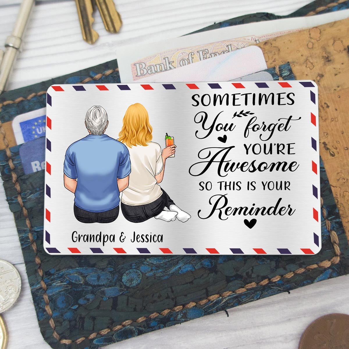 You're Awesome - Gift for dad, grandpa, uncle, brother, sister, husband, wife, boyfriend, girlfriend, friend - Personalized Wallet Insert Card