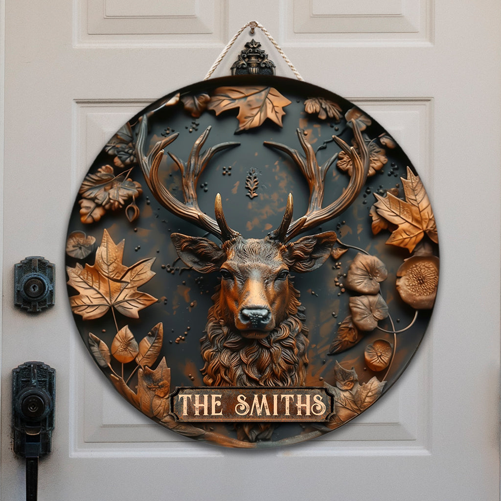 Stunning Deer - Personalized Hunting Round Wood Sign