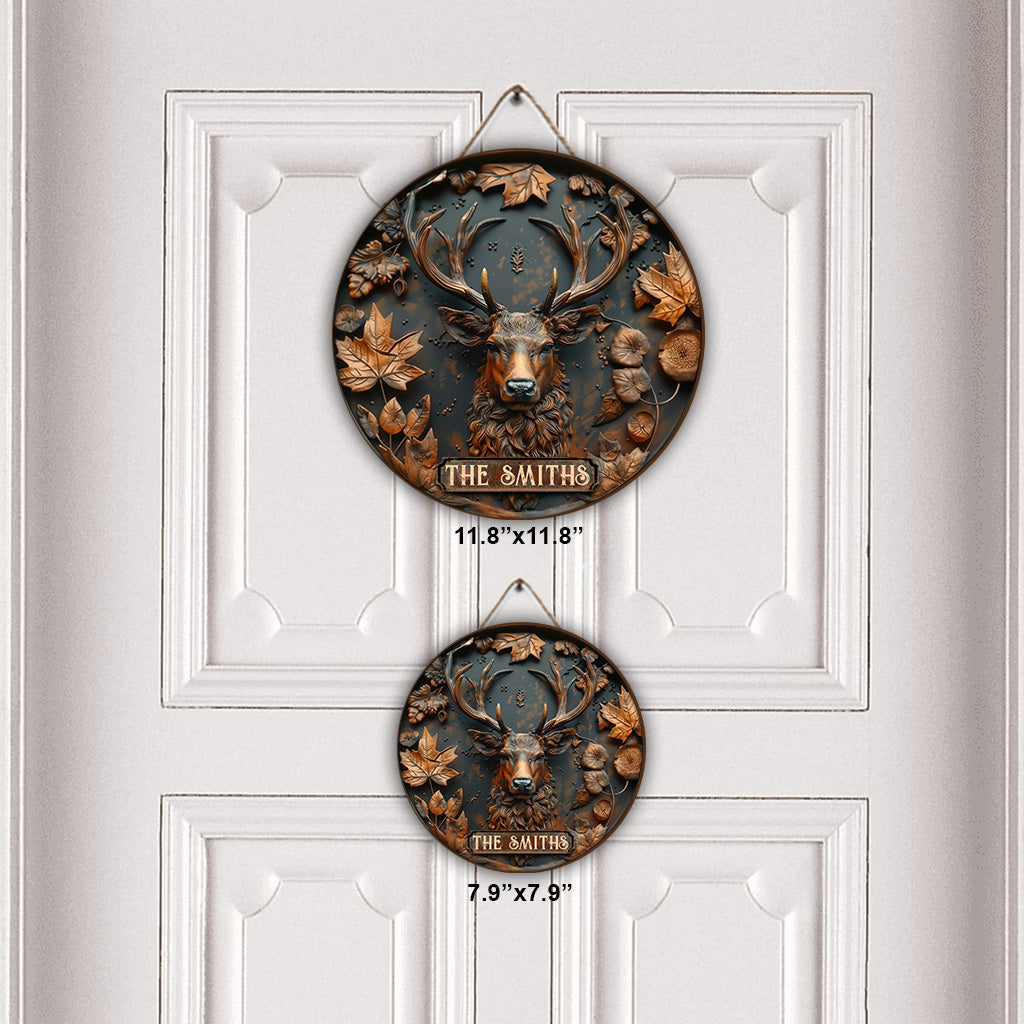 Stunning Deer - Personalized Hunting Round Wood Sign