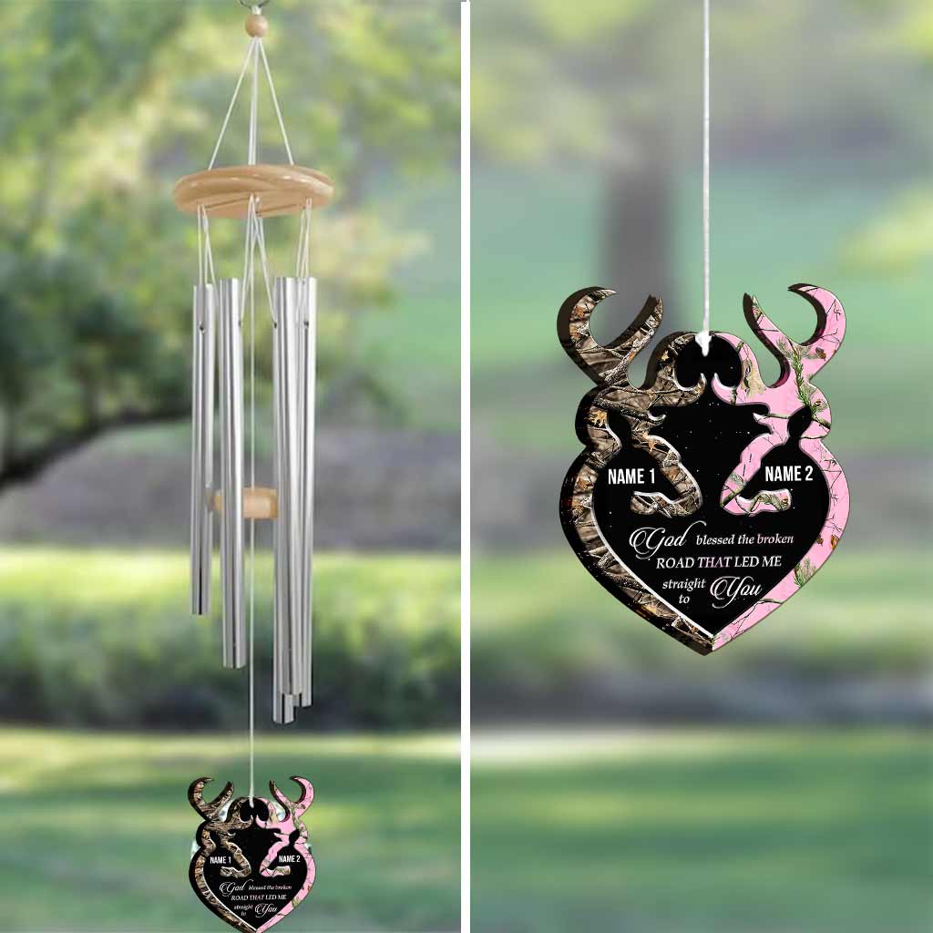 God Blessed The Broken Road - Personalized Hunting Wind Chime