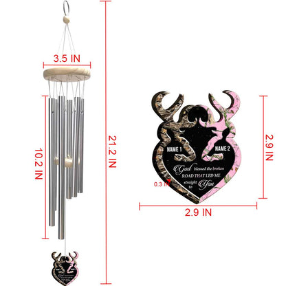 God Blessed The Broken Road - Personalized Hunting Wind Chime