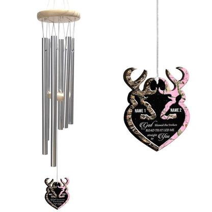 God Blessed The Broken Road - Personalized Hunting Wind Chime
