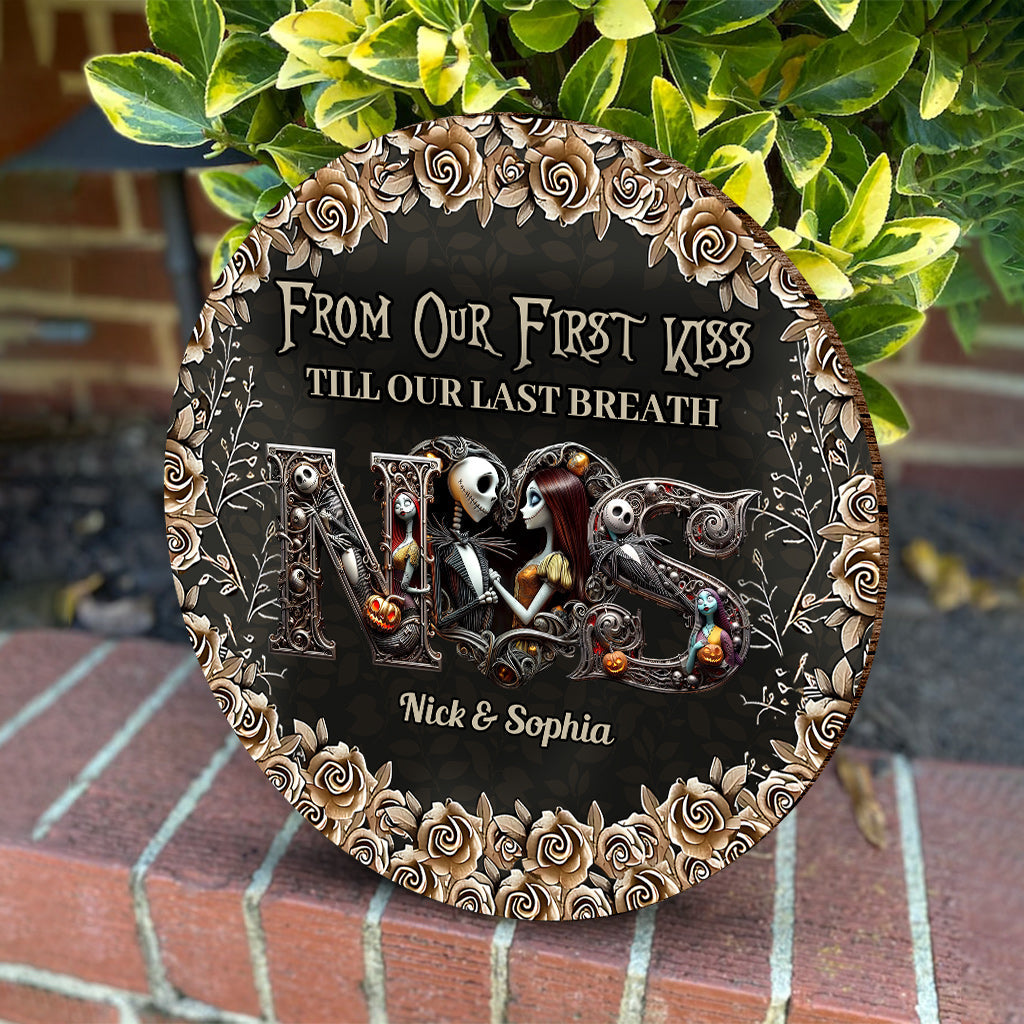 Till Dead Do Us Part - Personalized Nightmare Round Wood Sign
