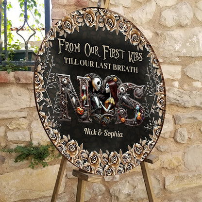 Till Dead Do Us Part - Personalized Nightmare Round Wood Sign