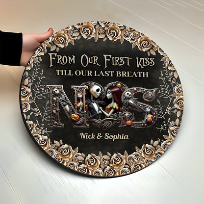 Till Dead Do Us Part - Personalized Nightmare Round Wood Sign