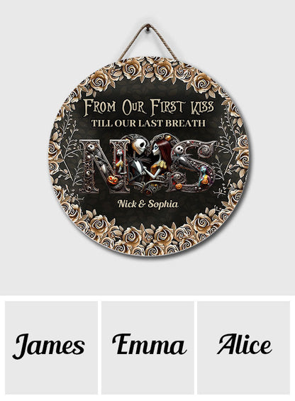 Till Dead Do Us Part - Personalized Nightmare Round Wood Sign