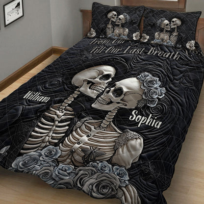 Till Death Do Us Part - Personalized Skull Quilt Set