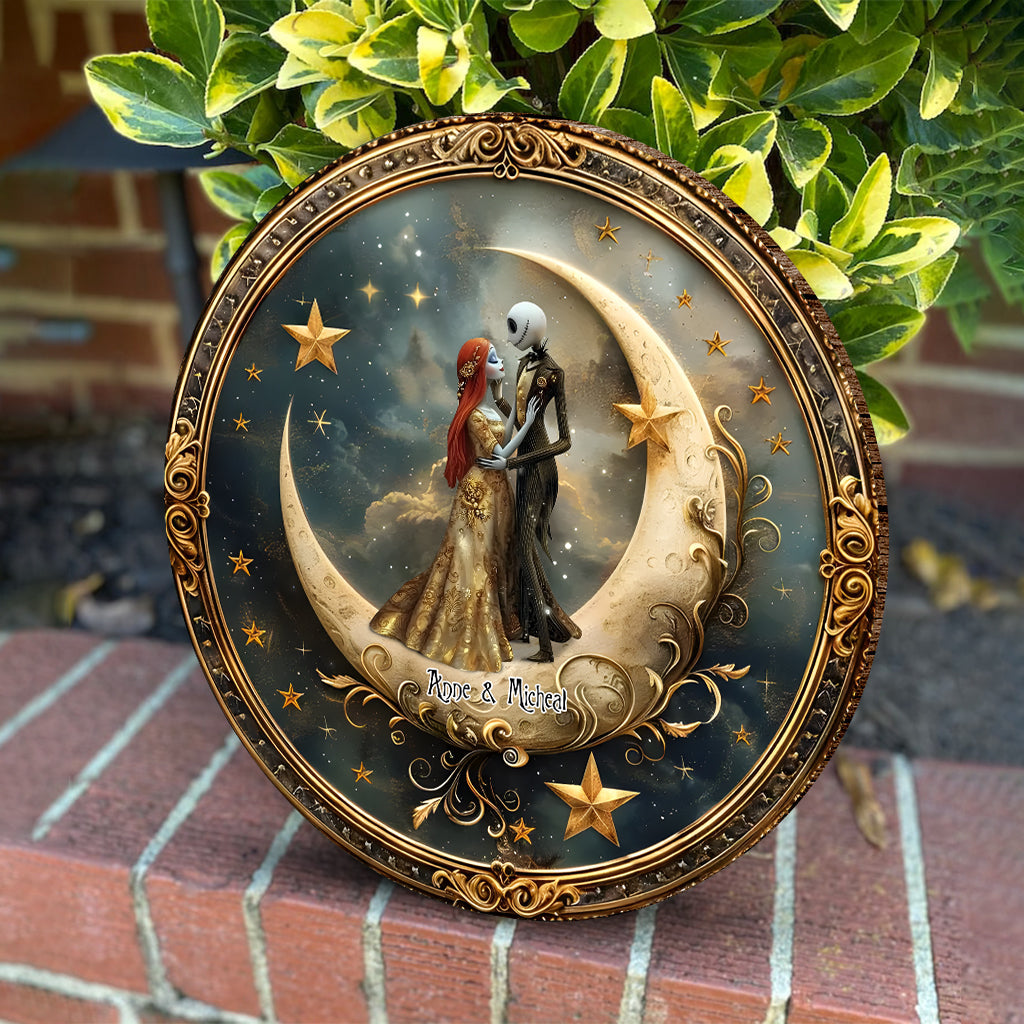 From Our First Kiss Till Our Last Breath - Personalized Nightmare Round Wood Sign