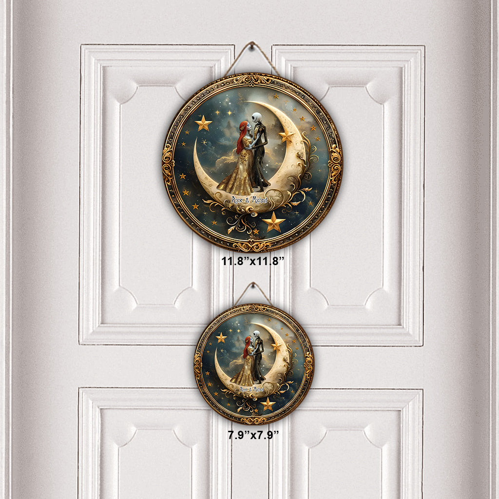 From Our First Kiss Till Our Last Breath - Personalized Nightmare Round Wood Sign