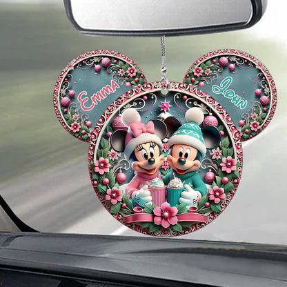 Cute Mouse Couple - Personalized Mouse Car Ornament
