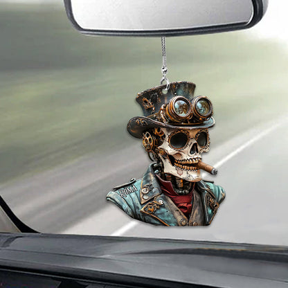 Steampunk Skull - Personalized Skull Car Ornament