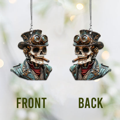 Steampunk Skull - Personalized Skull Car Ornament