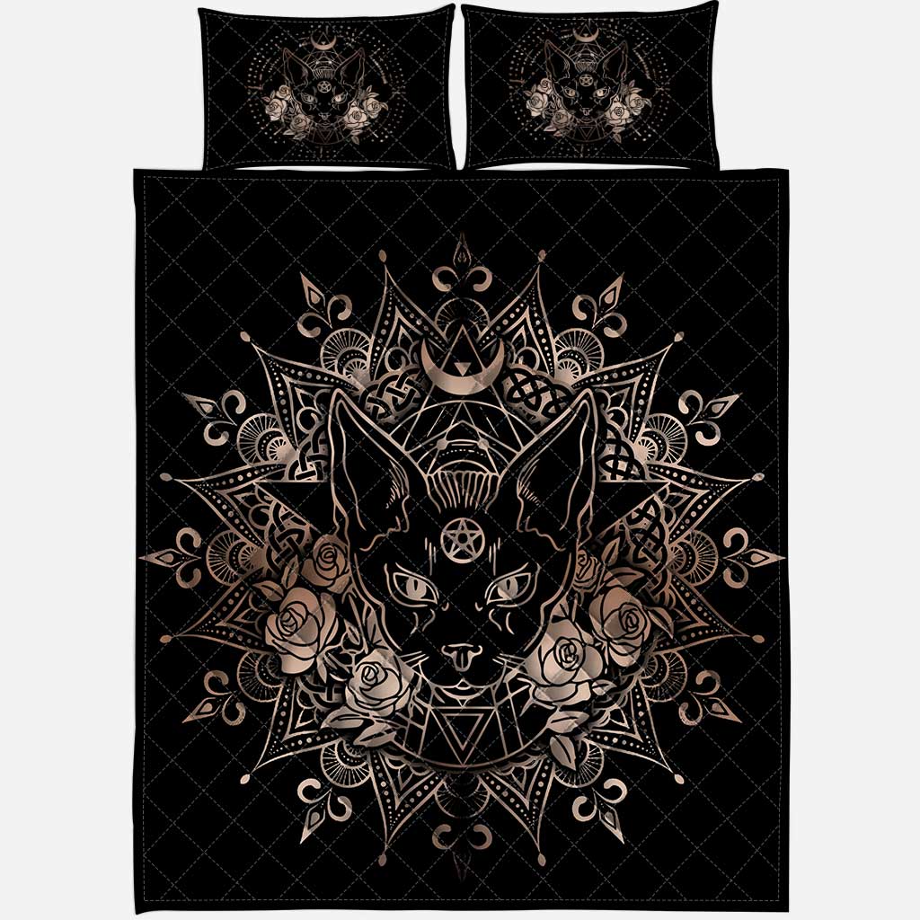 Occult Cat Wicca - Witch Quilt Set 0822