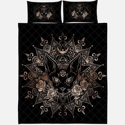 Occult Cat Wicca - Witch Quilt Set 0822