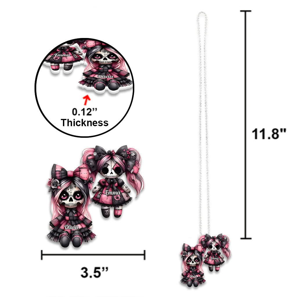 Sister Sister - Personalized Skull Car Ornament