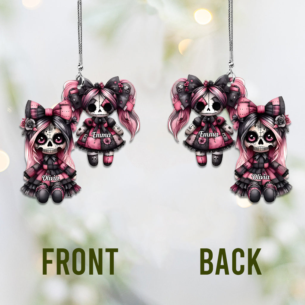 Sister Sister - Personalized Skull Car Ornament