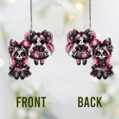Sister Sister - Personalized Skull Car Ornament