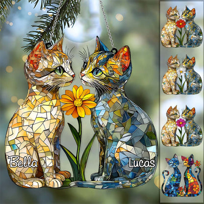 Love Cats - Personalized Cat Window Hanging Suncatcher Ornament
