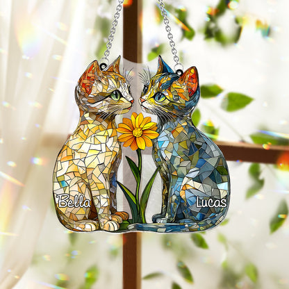 Love Cats - Personalized Cat Window Hanging Suncatcher Ornament