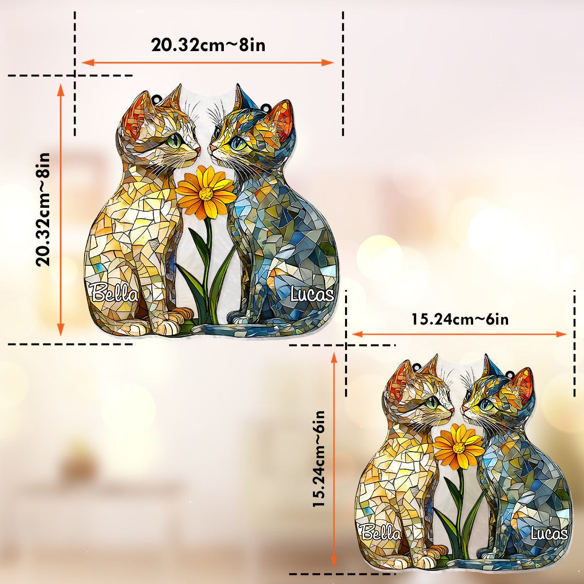 Love Cats - Personalized Cat Window Hanging Suncatcher Ornament