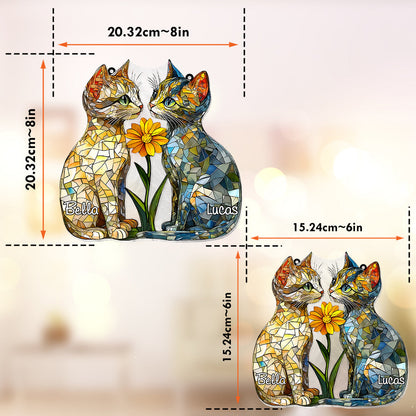 Love Cats - Personalized Cat Window Hanging Suncatcher Ornament