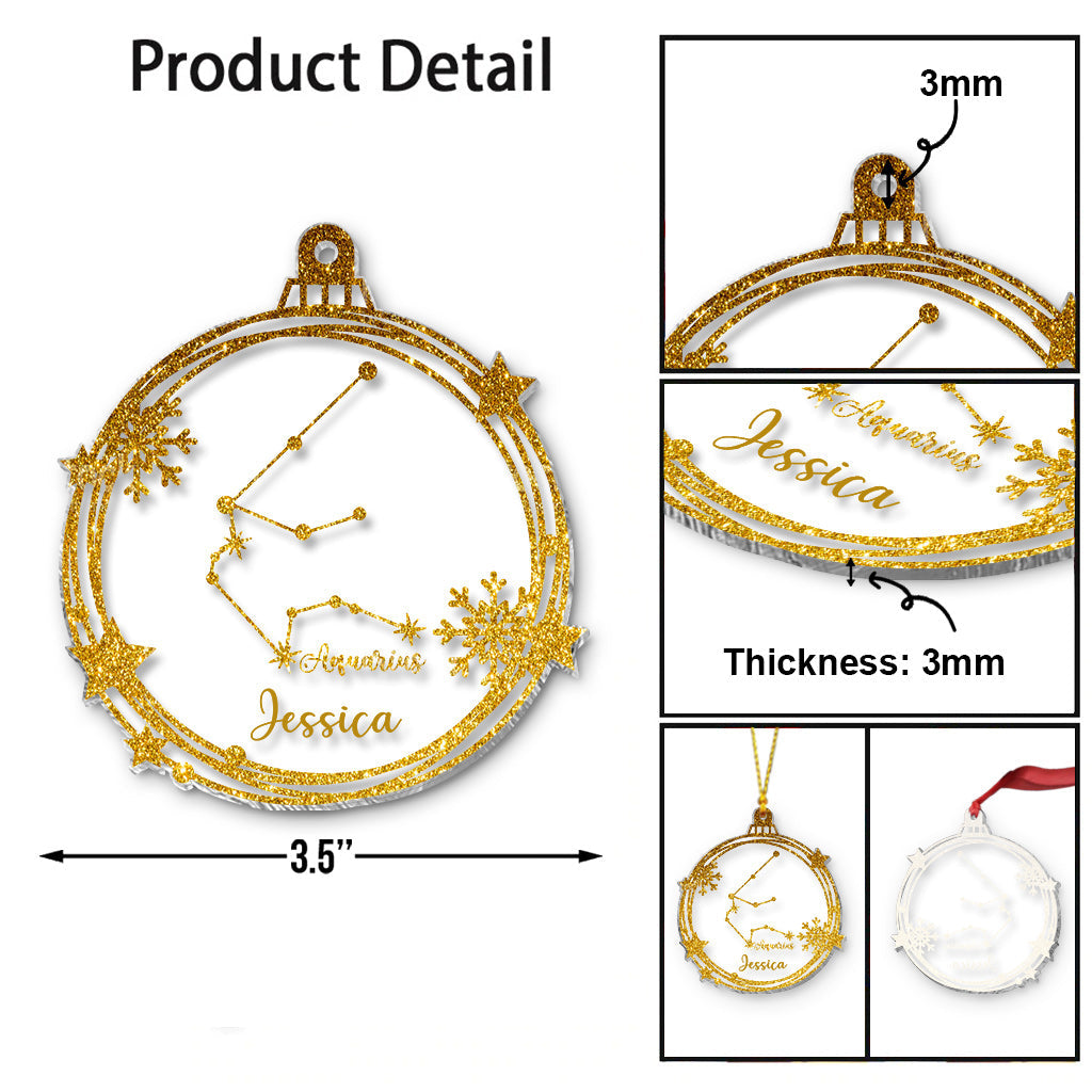 Zodiac Sign Ornament - Personalized Horoscope Transparent Ornament