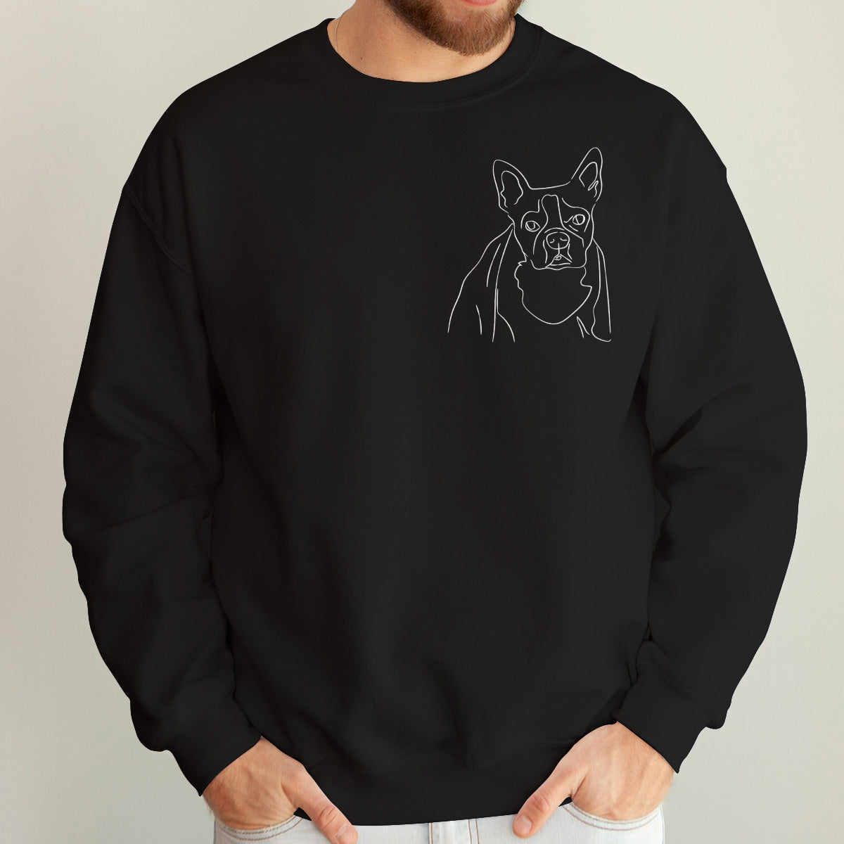 Custom Line Art - Personalized Dog Embroidered Sweater