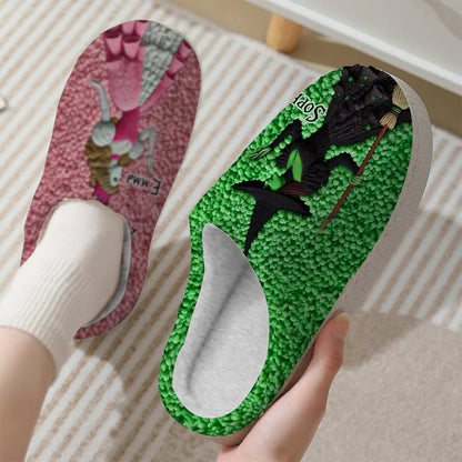 Pink Goes Good With Green - Personalized Slippers