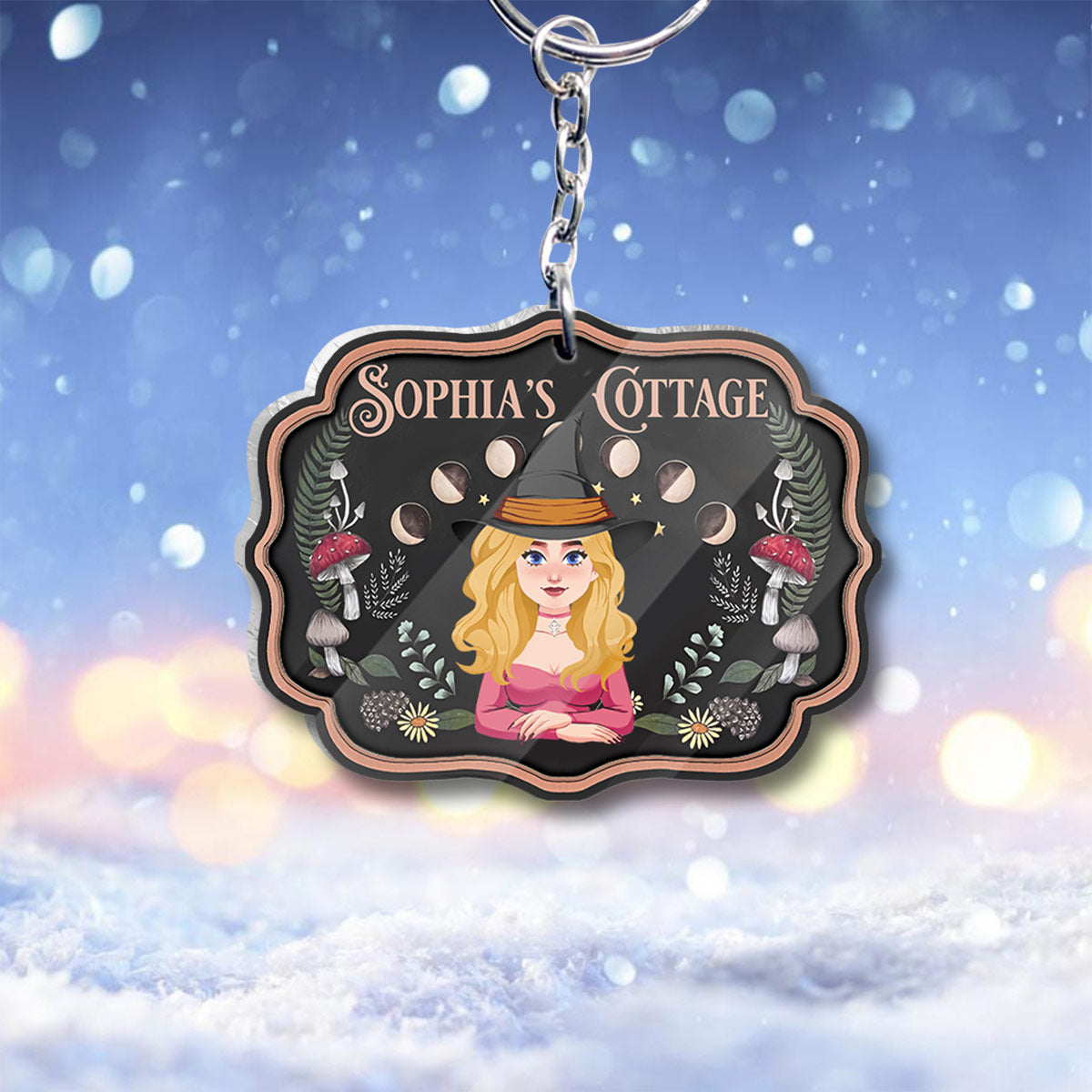 Witch's Cottage - Personalized Witch Keychain