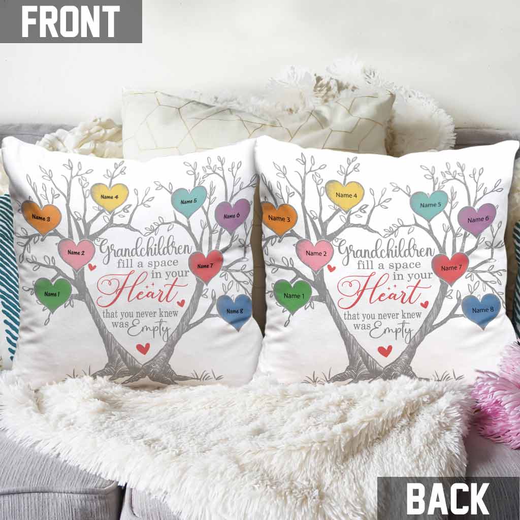 Mom Grandma Family Tree Heart - Personalized Throw Pillow