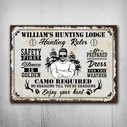 Hunting Rules - Personalized Hunting Rectangle Metal Sign