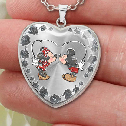 To My Wife - Personalized Couple Mouse Heart Pendant Necklace