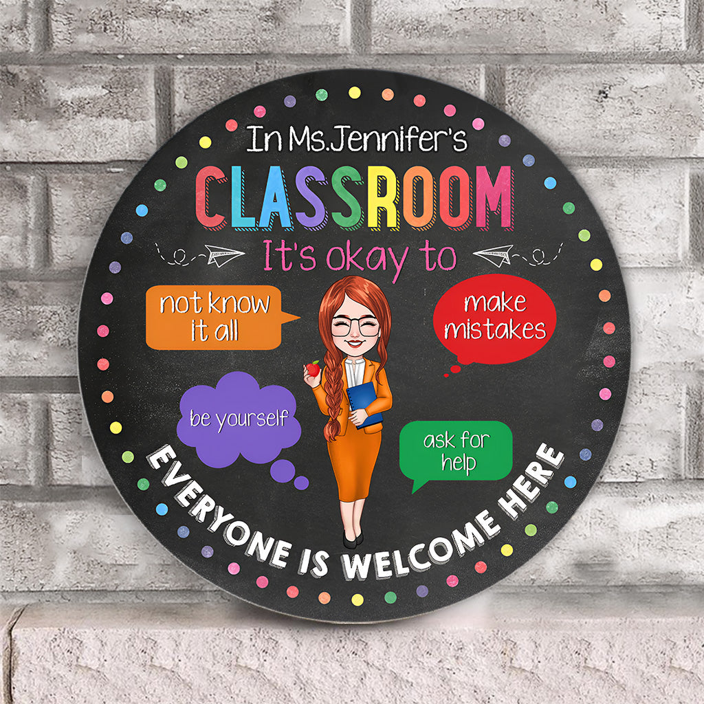 In This Classroom - Personalized Teacher Round Wood Sign