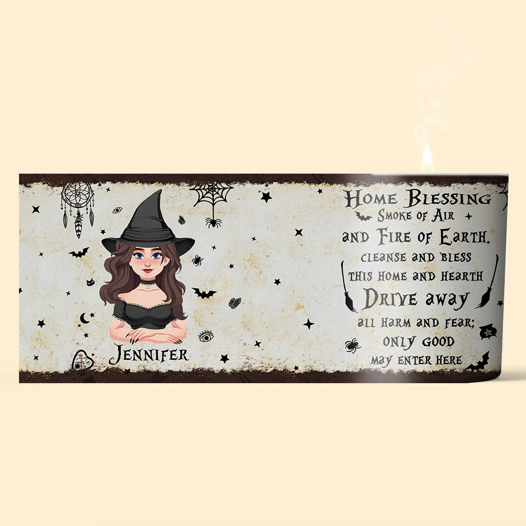 Home Blessing - Personalized Witch Candle With Wooden Lid