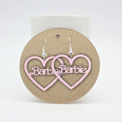 Pink Glitter Custom Name - Personalized Earrings