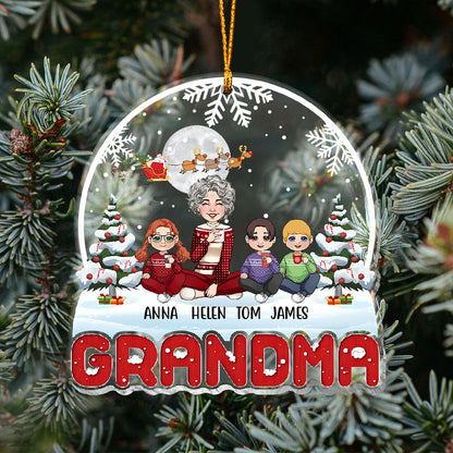 Merry Christmas Grandma - Personalized Grandma Transparent Ornament