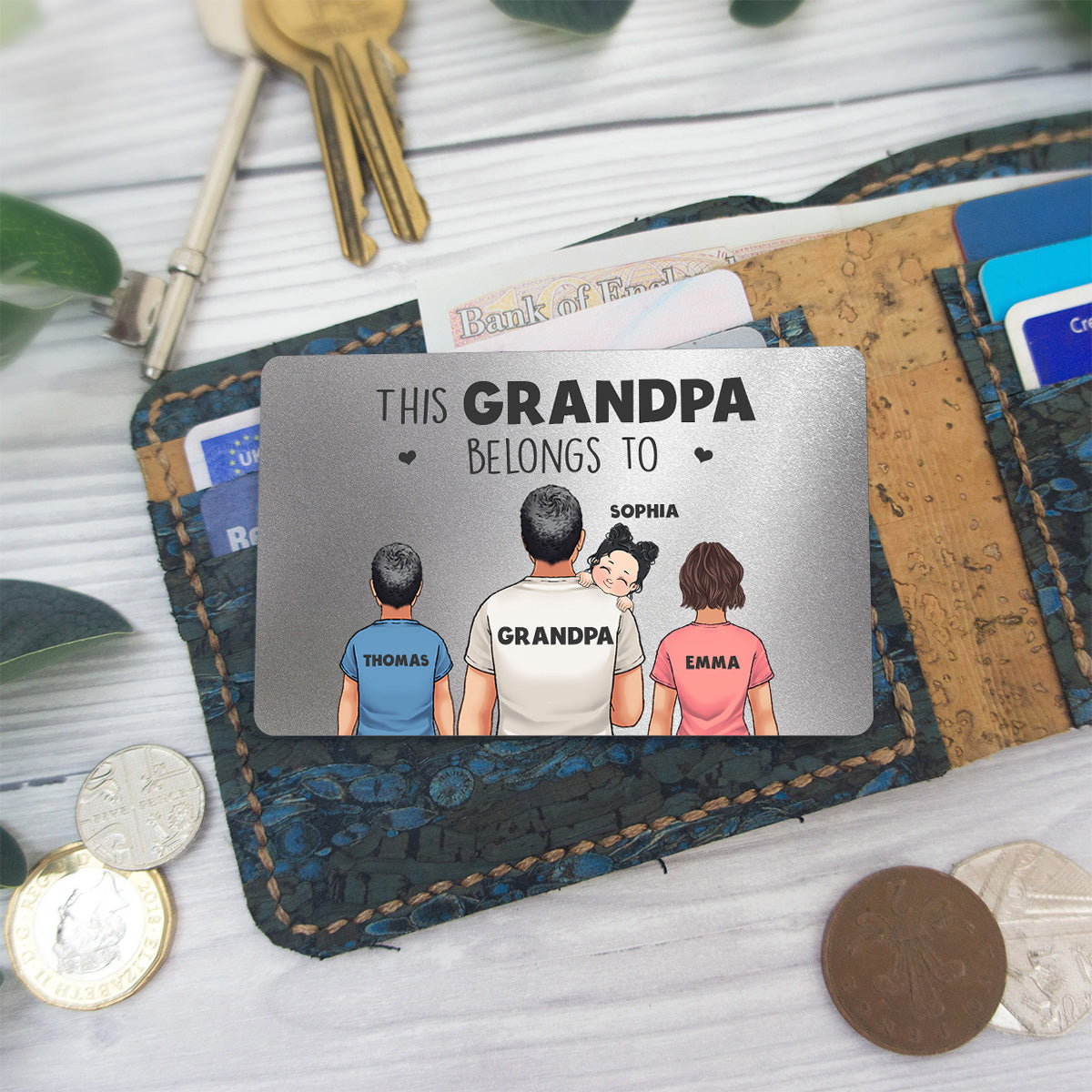 This Daddy Belongs To - Gift for dad, grandpa, uncle, husband - Personalized Wallet Insert Card