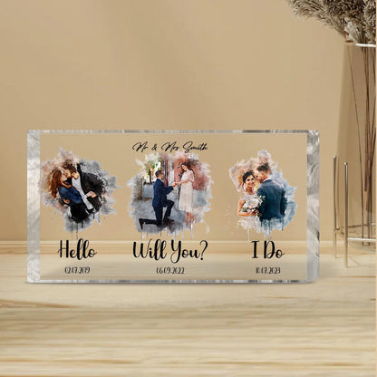 From Hello Till I Do - Personalized Husband And Wife Custom Shaped Acrylic Plaque