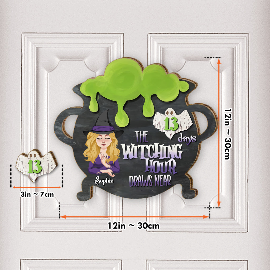 Witching Hour Draws Near - Personalized Witch Interchangeable Wood Sign