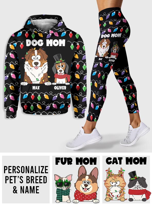Pet Colorful Christmas Light - Personalized Dog Hoodie and Leggings