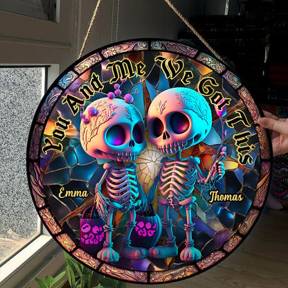 You And Me We Got This - Personalized Skull Round Wood Sign