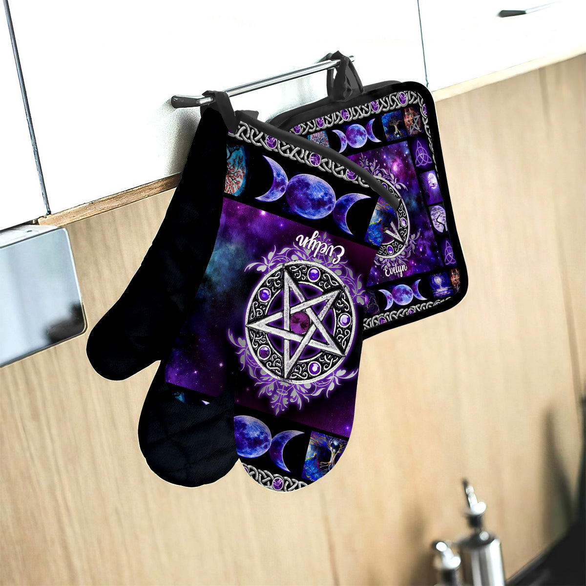 Magical Kitchen - Personalized Witch Oven Mitts & Pot Holder Set