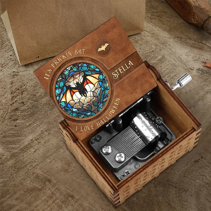 It's Frickin' Bat I Love Halloween - Personalized Witch Hand Crank Music Box